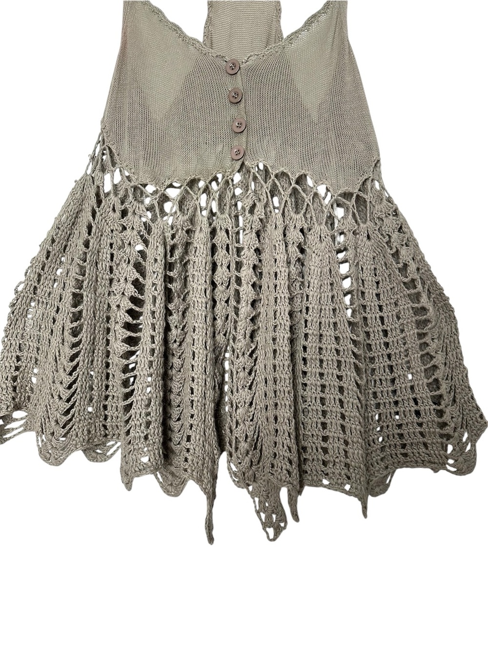 Boho Goblincore Crochet Babydoll Tank Top Y2K Forestcore Earthy Hobbit Coastal - Picture 5 of 14